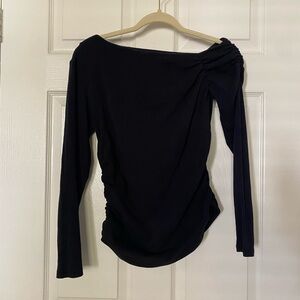 ZARA Ivory One Shoulder Long Sleeve with Rouched Detailing